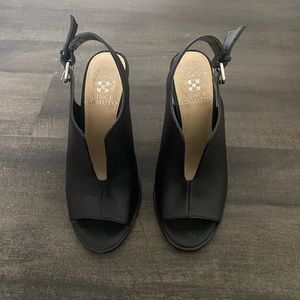 Black Vince Camuto open toe booties size 5.5